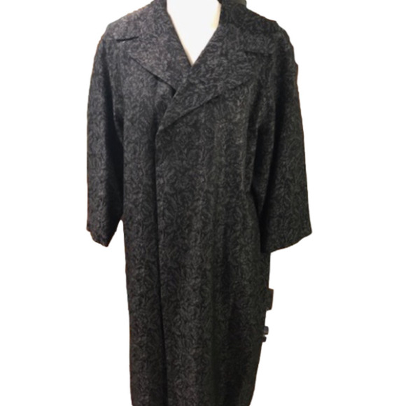 VINTAGE 1960s Black Brocade Jackie O' Style Swing Coat Size M/L - Picture 8 of 10